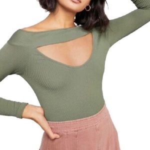 Free People Intimately Green Find Me Long Sleeve Cut Out XS